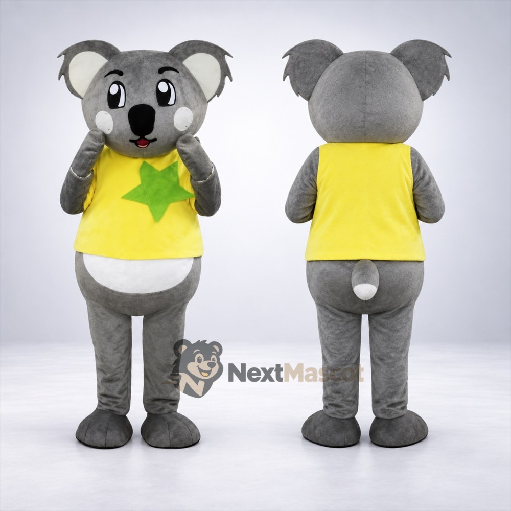 Koala Mascot Costume - Yellow Shirt for School Events Koala Mascot Costume - Yellow Shirt for School Events