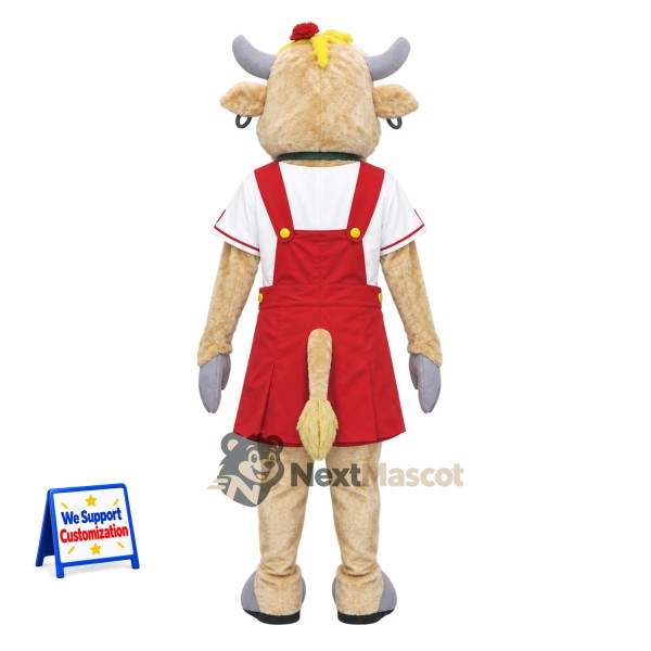 Cow Mascot Costume - Red Overalls for Parades