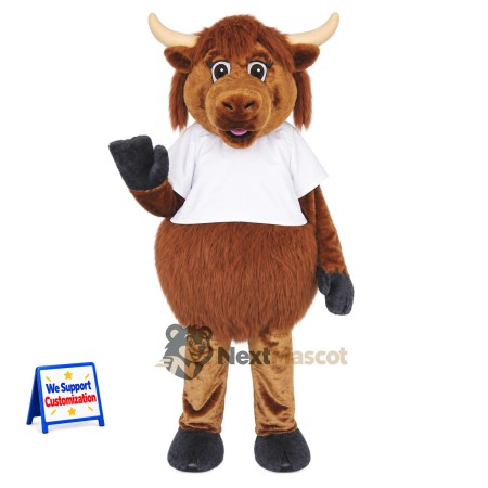 Bull Mascot Costume - Brown, White Shirt Bull Mascot Costume - Brown, White Shirt