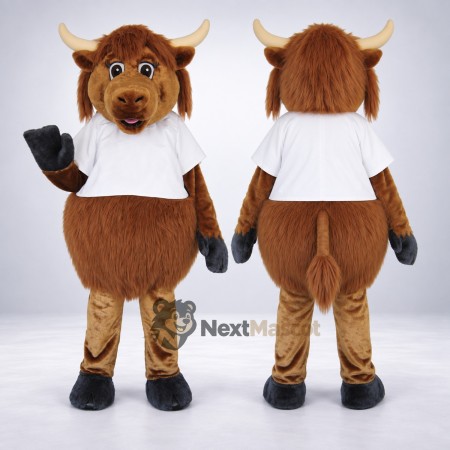 Bull Mascot Costume - Brown, White Shirt Bull Mascot Costume - Brown, White Shirt