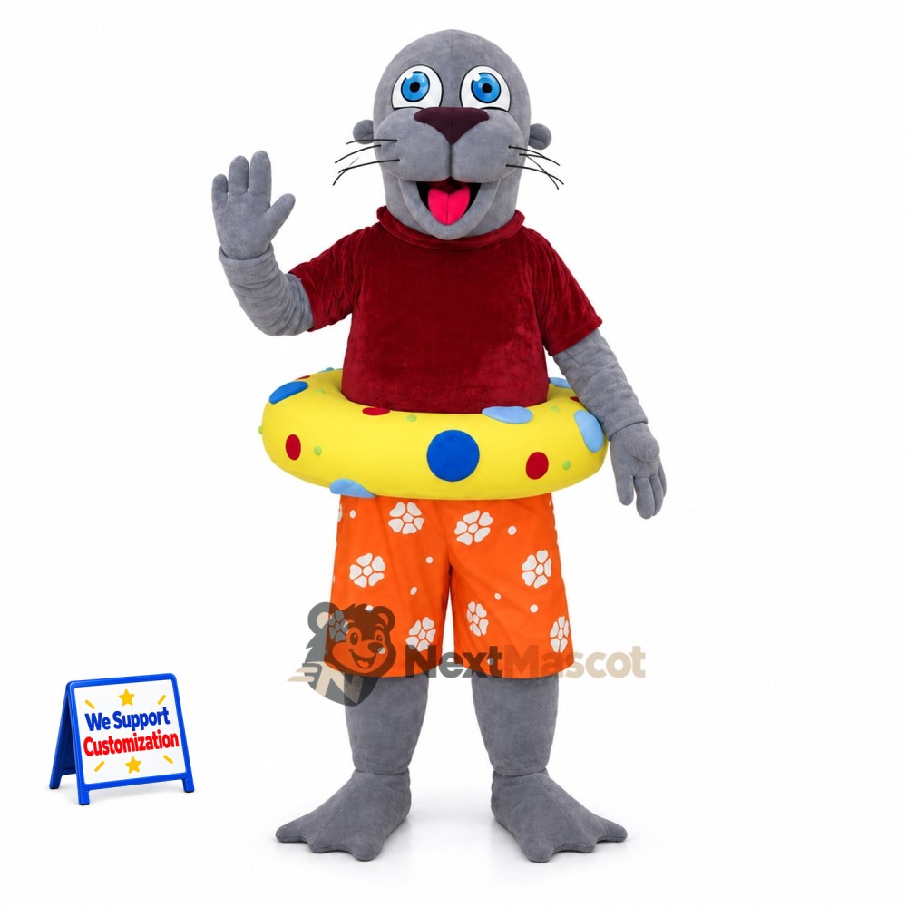 Seal Mascot Costume - Swim Ring Seal Mascot Costume - Swim Ring