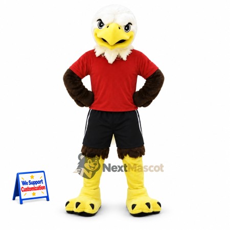 Bald Eagle Mascot Costume - Red Shirt for Festivals Bald Eagle Mascot Costume - Red Shirt for Festivals