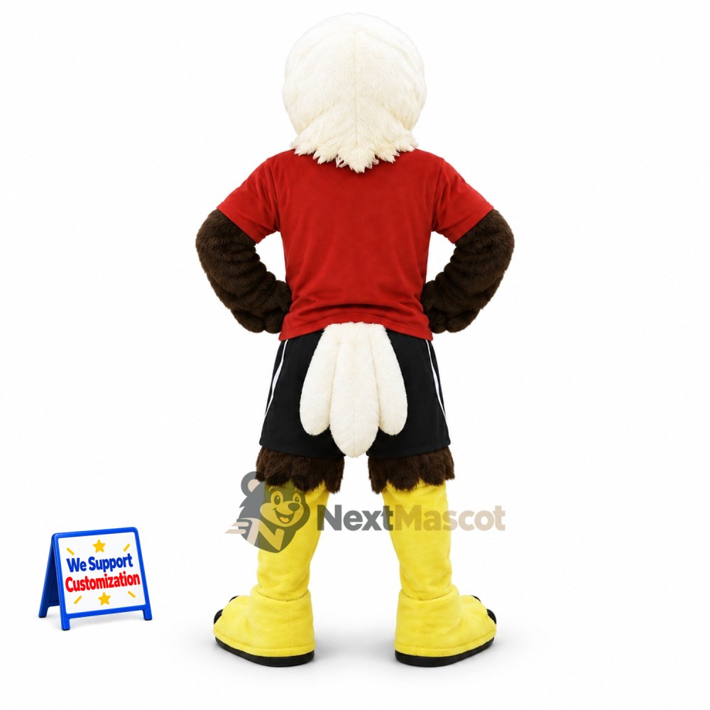 Bald Eagle Mascot Costume - Red Shirt for Festivals Bald Eagle Mascot Costume - Red Shirt for Festivals
