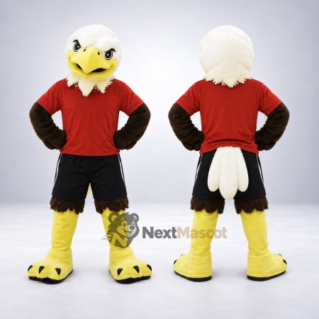 Bald Eagle Mascot Costume - Red Shirt for Festivals Bald Eagle Mascot Costume - Red Shirt for Festivals