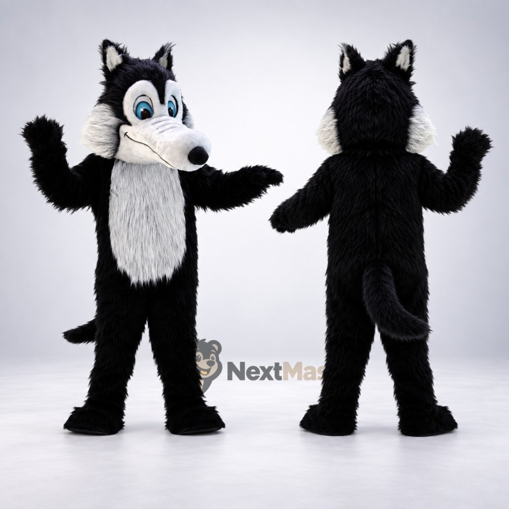 Wolf Mascot Costume - Black and White for School Events Wolf Mascot Costume - Black and White for School Events