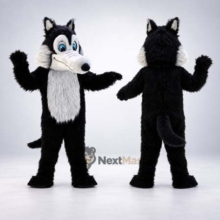 Wolf Mascot Costume - Black and White for School Events Wolf Mascot Costume - Black and White for School Events