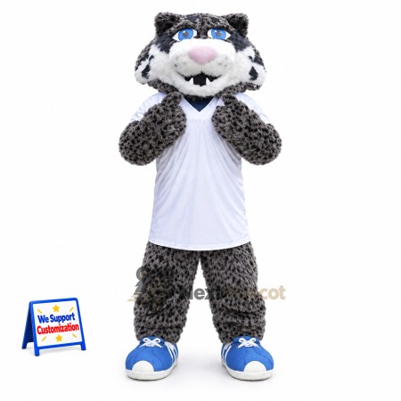 Snow Leopard Mascot Costume - White Shirt