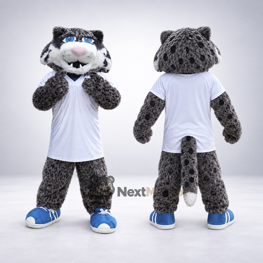 Snow Leopard Mascot Costume - White Shirt