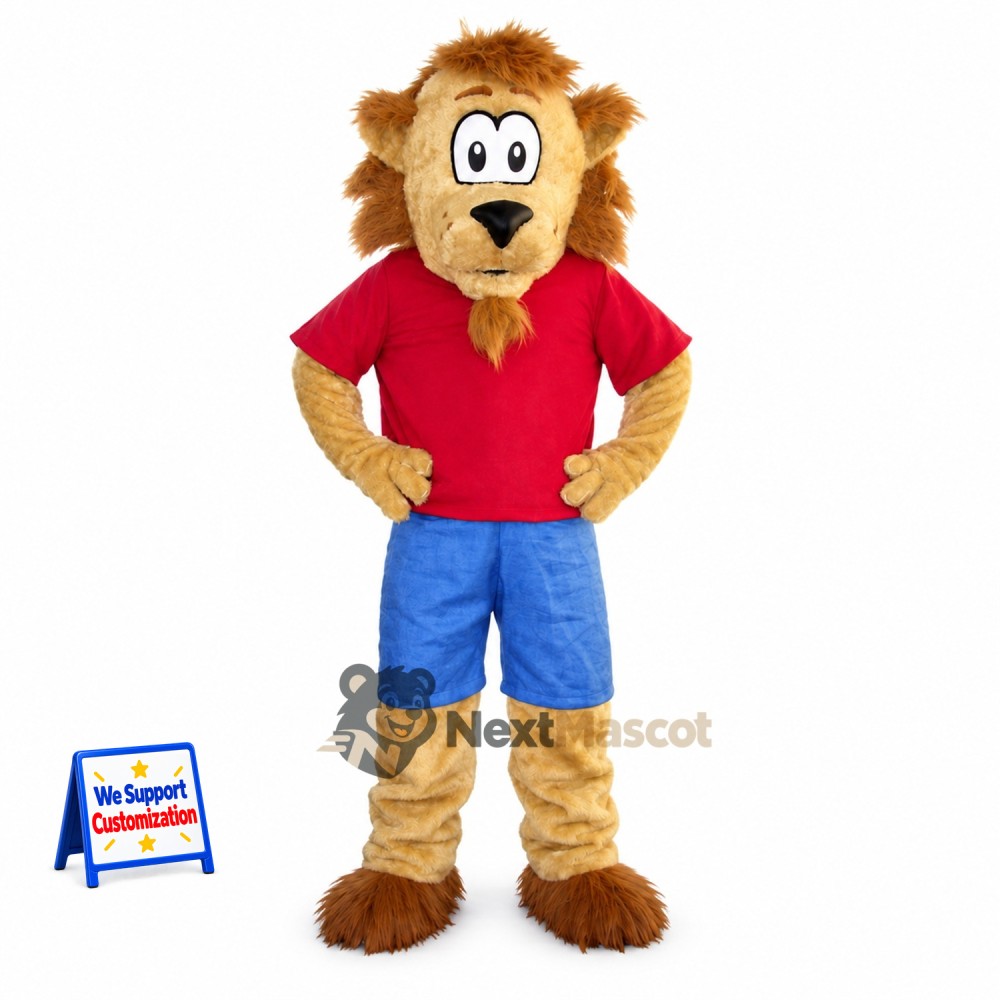 Lion Mascot Costume - Red Shirt Lion Mascot Costume - Red Shirt