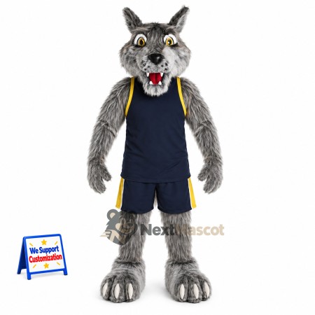 Wolf Mascot Costume - Gray, Navy Uniform Wolf Mascot Costume - Gray, Navy Uniform
