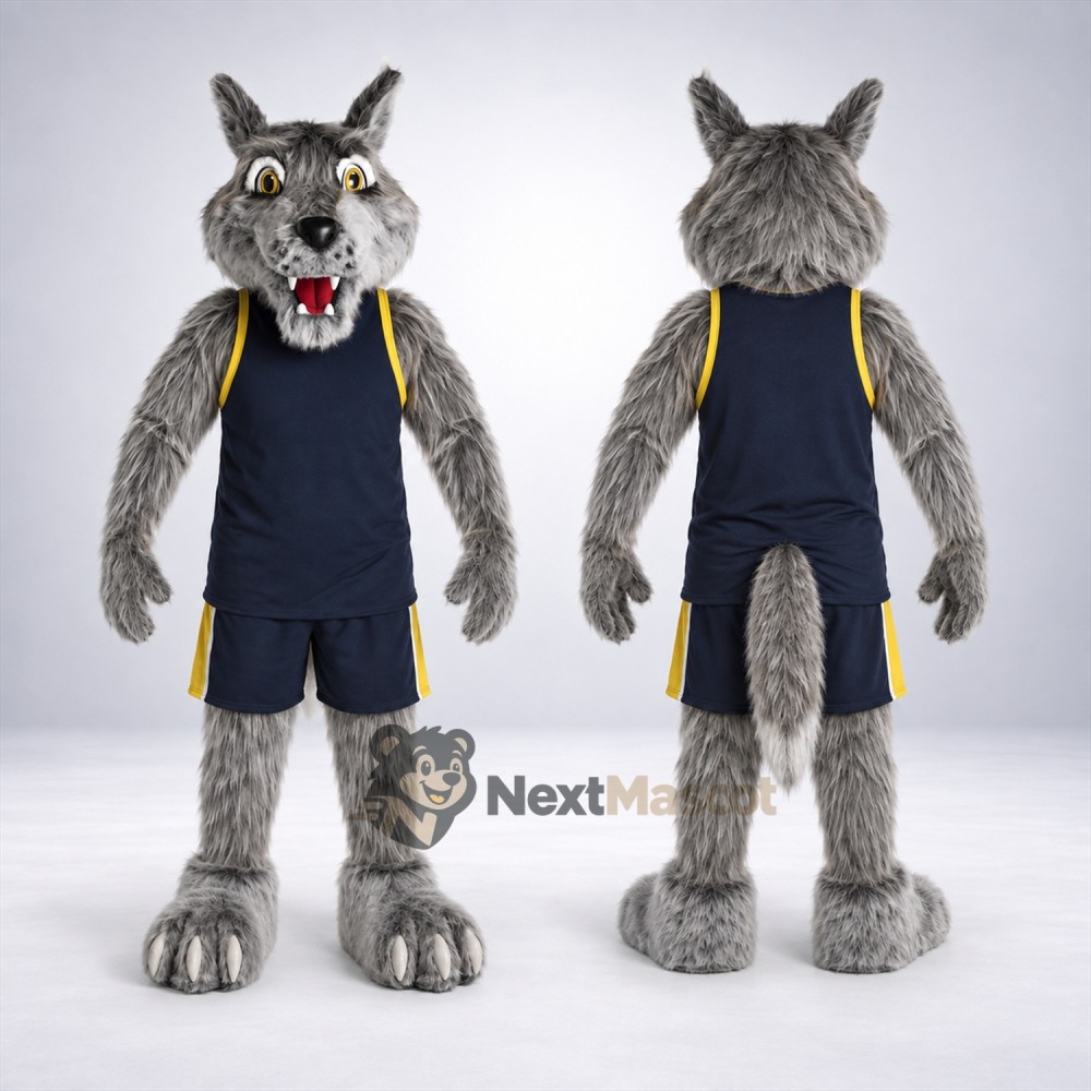 Wolf Mascot Costume - Gray, Navy Uniform Wolf Mascot Costume - Gray, Navy Uniform