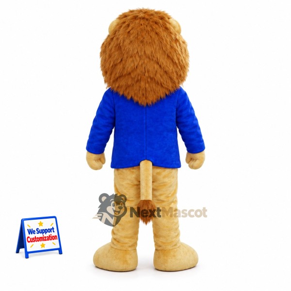 Lion Mascot Costume - Blue Jacket, Yellow Buttons Lion Mascot Costume - Blue Jacket, Yellow Buttons