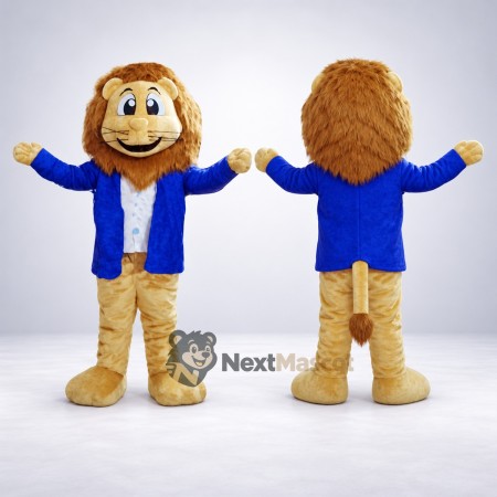 Lion Mascot Costume - Blue Jacket, Yellow Buttons