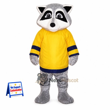 Raccoon Mascot Costume - Yellow Shirt Raccoon Mascot Costume - Yellow Shirt