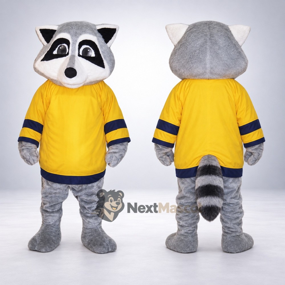Raccoon Mascot Costume - Yellow Shirt Raccoon Mascot Costume - Yellow Shirt