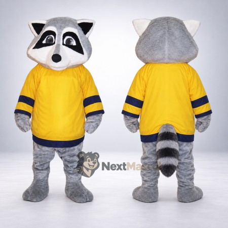 Raccoon Mascot Costume - Yellow Shirt Raccoon Mascot Costume - Yellow Shirt
