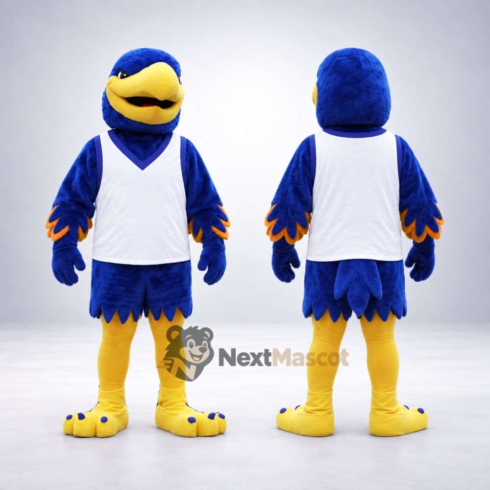 Eagle Mascot Costume - Blue, White Shirt for Carnivals Eagle Mascot Costume - Blue, White Shirt for Carnivals