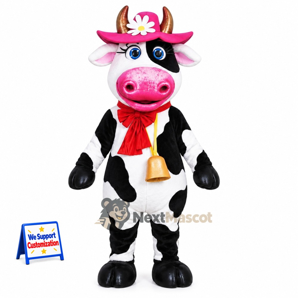 Cow Mascot Costume - Pink Hat Cow Mascot Costume - Pink Hat