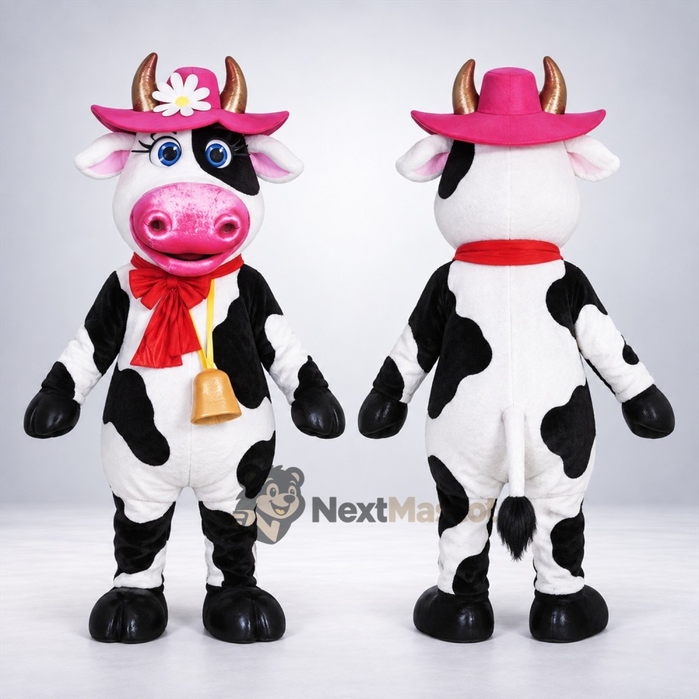 Cow Mascot Costume - Pink Hat Cow Mascot Costume - Pink Hat