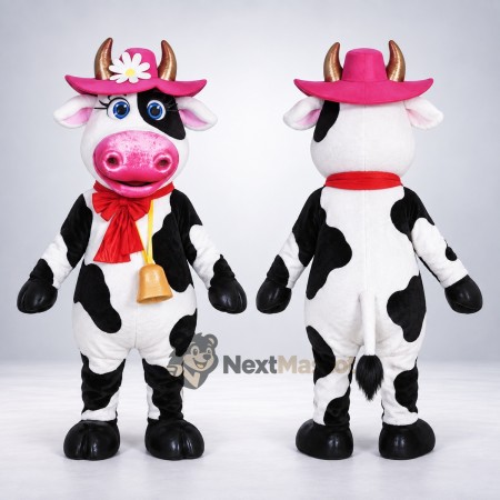 Cow Mascot Costume - Pink Hat Cow Mascot Costume - Pink Hat