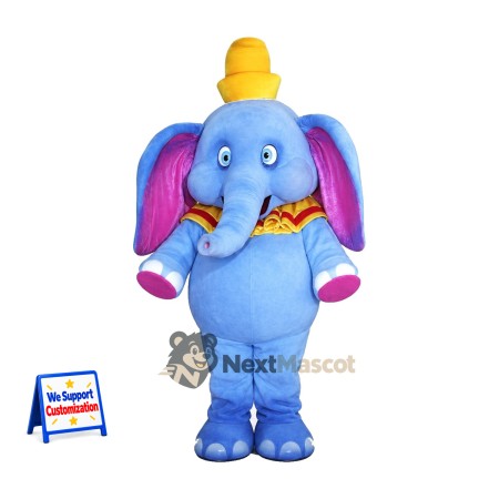 Elephant Mascot Costume - Blue, Yellow Hat Elephant Mascot Costume - Blue, Yellow Hat