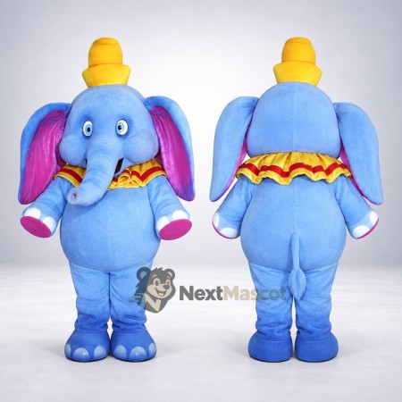 Elephant Mascot Costume - Blue, Yellow Hat Elephant Mascot Costume - Blue, Yellow Hat