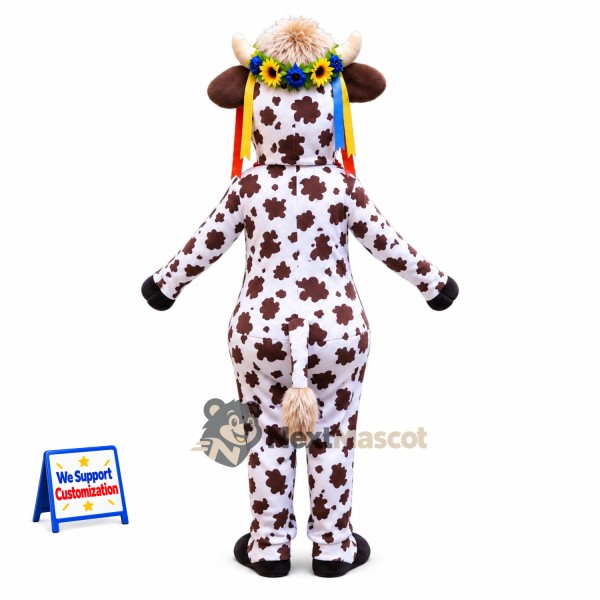 Flower Crown Cow Mascot Costume Flower Crown Cow Mascot Costume