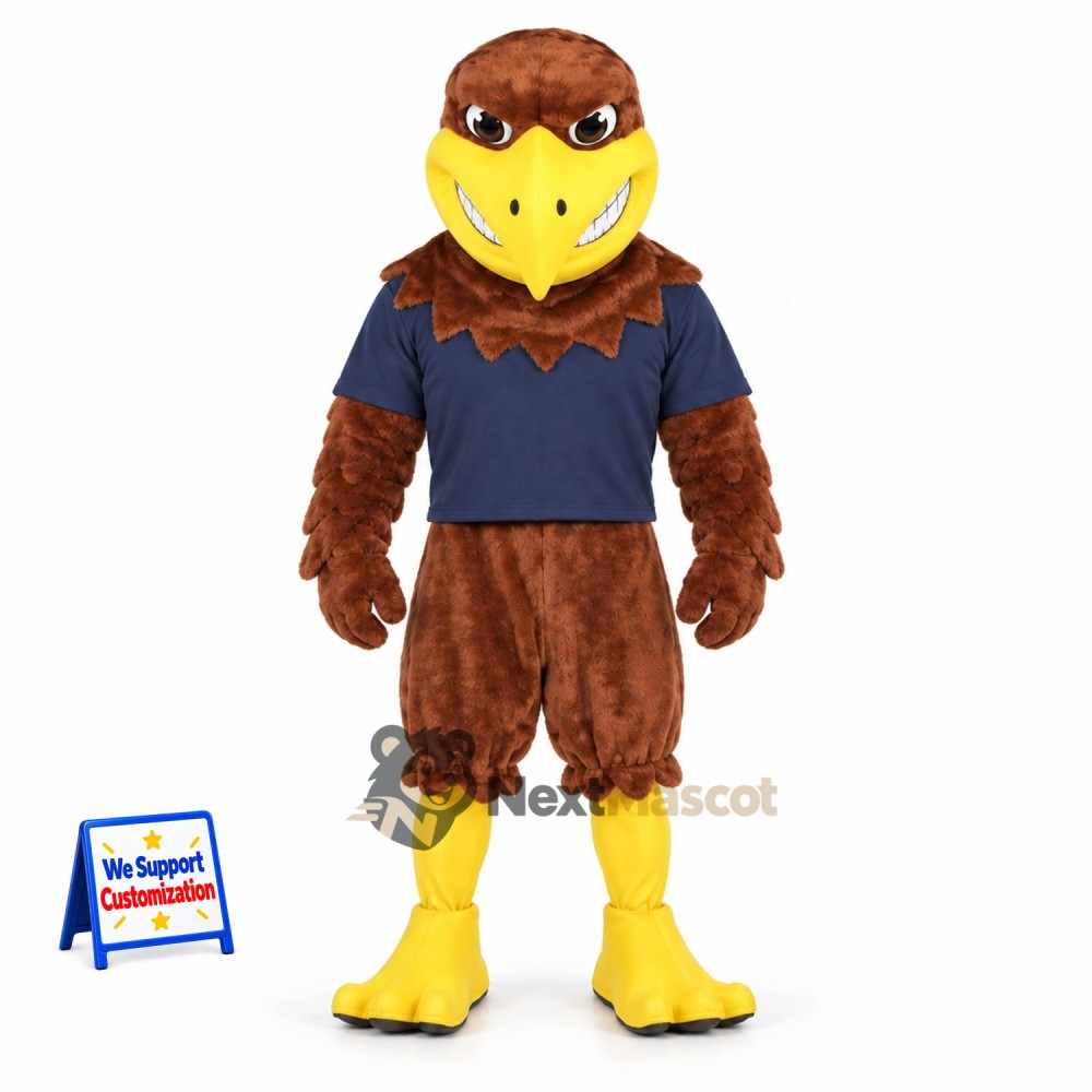 Eagle Mascot Costume - Brown, Navy Shirt Eagle Mascot Costume - Brown, Navy Shirt