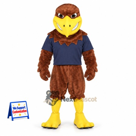 Eagle Mascot Costume - Brown, Navy Shirt Eagle Mascot Costume - Brown, Navy Shirt