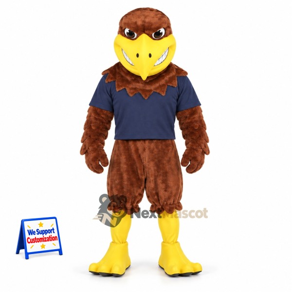 Eagle Mascot Costume - Brown, Navy Shirt