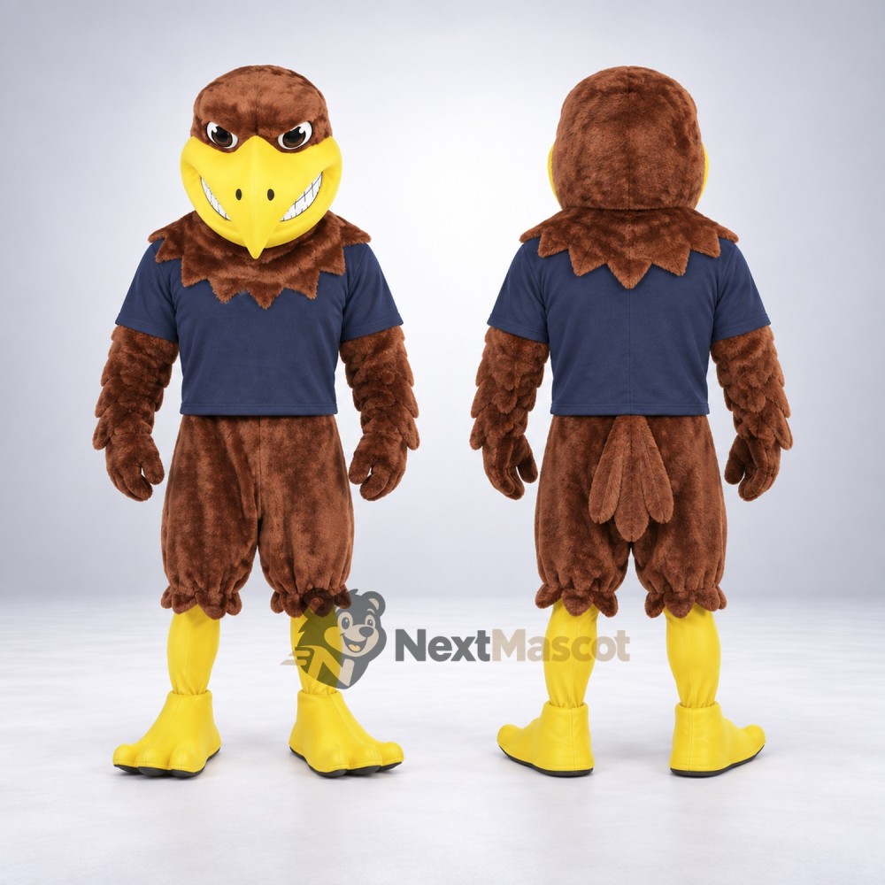 Eagle Mascot Costume - Brown, Navy Shirt Eagle Mascot Costume - Brown, Navy Shirt