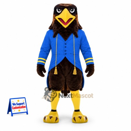 Eagle Mascot Costume - Brown, Blue Vest Eagle Mascot Costume - Brown, Blue Vest