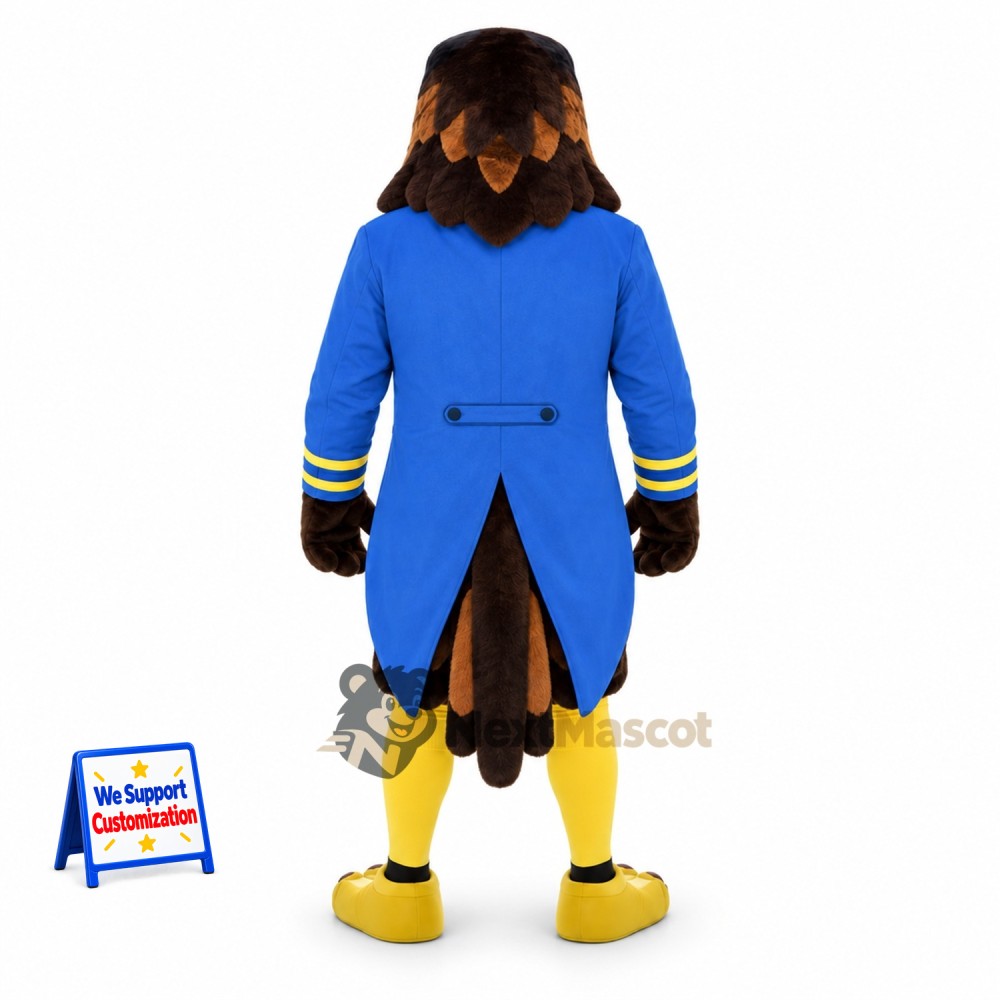 Eagle Mascot Costume - Brown, Blue Vest Eagle Mascot Costume - Brown, Blue Vest