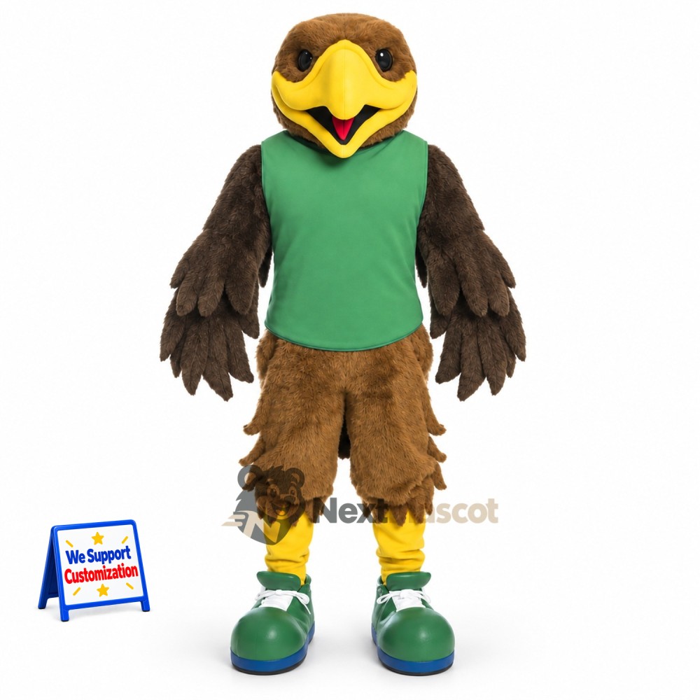 Eagle Mascot Costume - Brown, Green Shirt Eagle Mascot Costume - Brown, Green Shirt