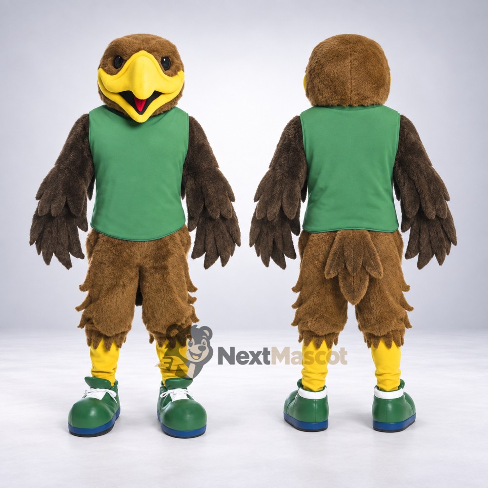 Eagle Mascot Costume - Brown, Green Shirt Eagle Mascot Costume - Brown, Green Shirt
