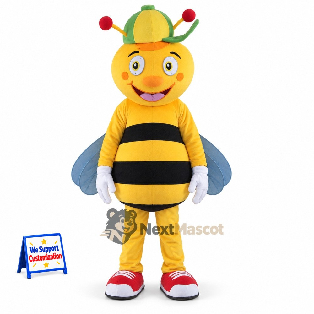 Bee Mascot Costume - Green Cap Bee Mascot Costume - Green Cap