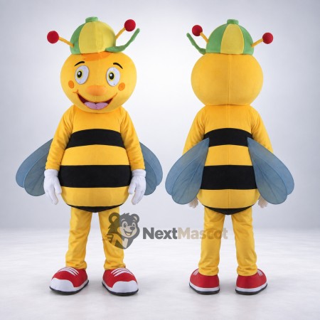 Bee Mascot Costume - Green Cap Bee Mascot Costume - Green Cap