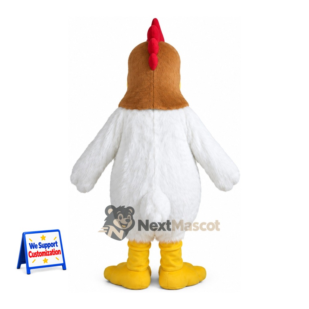 Rooster Mascot Costume - White, Brown Head and Red Bow Tie Rooster Mascot Costume - White, Brown Head and Red Bow Tie