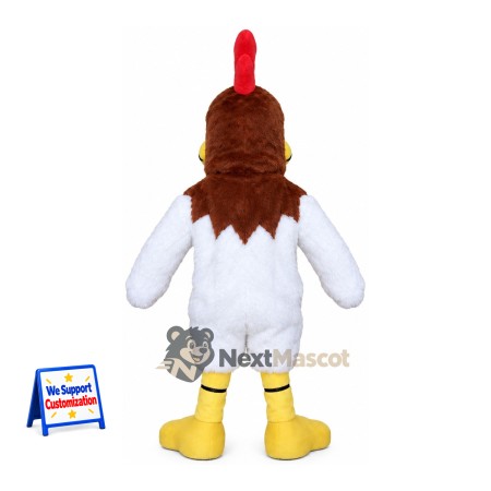 Rooster Mascot Costume - White, Brown Neck for Parades Rooster Mascot Costume - White, Brown Neck for Parades