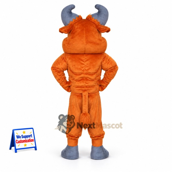 Bull Mascot Costume - Muscular, Orange