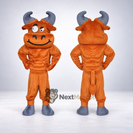 Bull Mascot Costume - Muscular, Orange Bull Mascot Costume - Muscular, Orange
