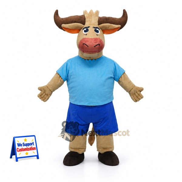 Bull Mascot Costume - Blue Shirt for Parades