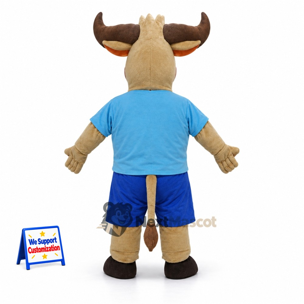 Bull Mascot Costume - Blue Shirt for Parades Bull Mascot Costume - Blue Shirt for Parades