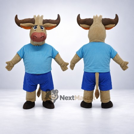 Bull Mascot Costume - Blue Shirt for Parades Bull Mascot Costume - Blue Shirt for Parades
