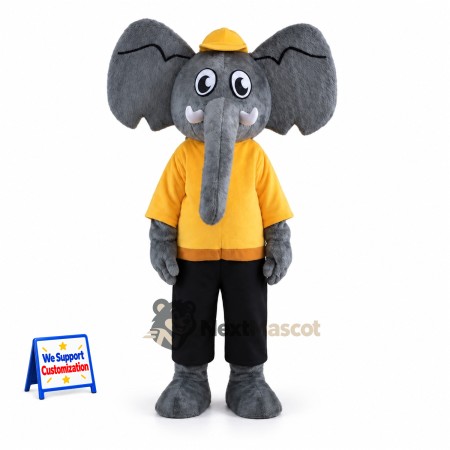Elephant Mascot Costume - Yellow Shirt for Parades Elephant Mascot Costume - Yellow Shirt for Parades