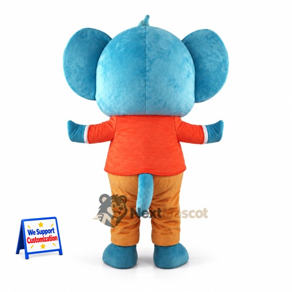 Elephant Mascot Costume - Blue, Orange Shirt for Parades Elephant Mascot Costume - Blue, Orange Shirt for Parades