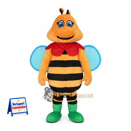 Bee Mascot Costume - Orange, Red Bow Tie and Green Boots