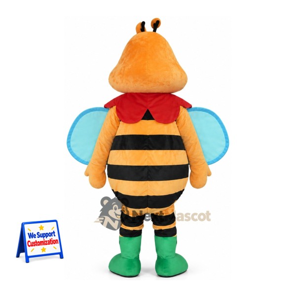 Bee Mascot Costume - Orange, Red Bow Tie and Green Boots