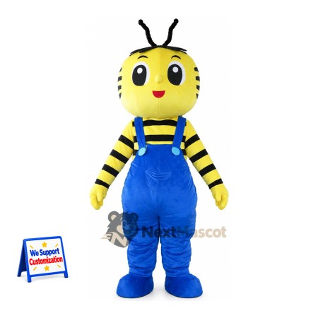 Bee Mascot Costume - Blue Overalls Bee Mascot Costume - Blue Overalls