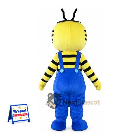 Bee Mascot Costume - Blue Overalls Bee Mascot Costume - Blue Overalls